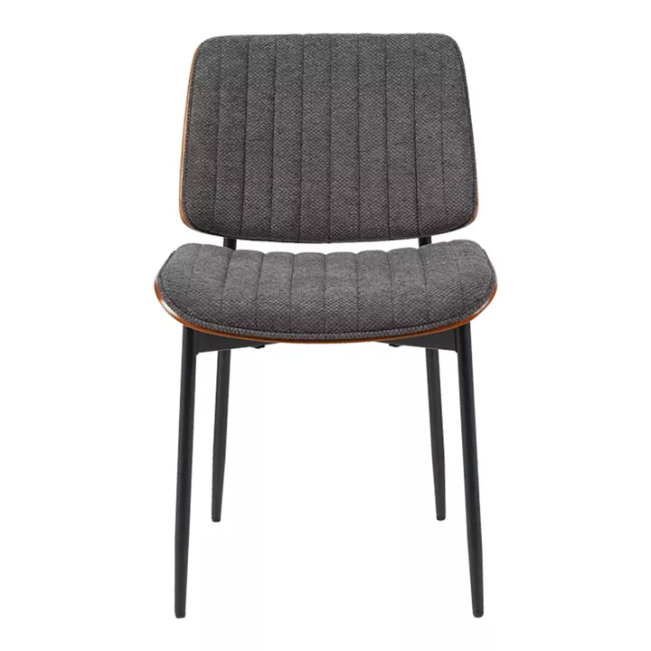 Καρέκλα Kathy pakoworld γκρι ύφασμα-καρυδί μεταλλικό πόδι 51x58x81εκ