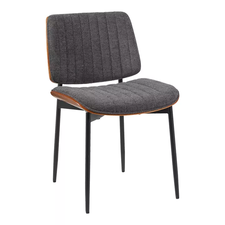 Καρέκλα Kathy pakoworld γκρι ύφασμα-καρυδί μεταλλικό πόδι 51x58x81εκ