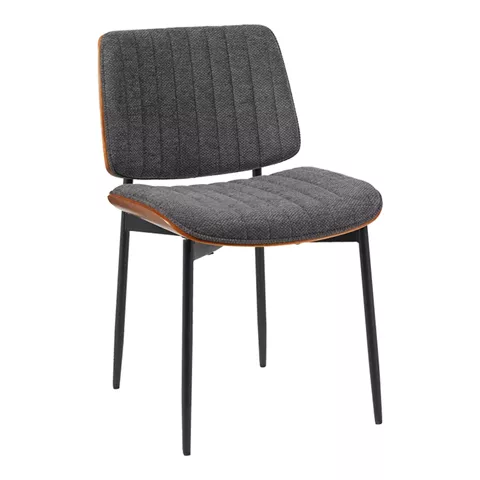 Καρέκλα Kathy pakoworld γκρι ύφασμα-καρυδί μεταλλικό πόδι 51x58x81εκ