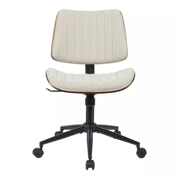 Καρέκλα γραφείου εργασίας Amani pakoworld μπεζ ύφασμα-καρυδί plywood 52x54x90.5εκ