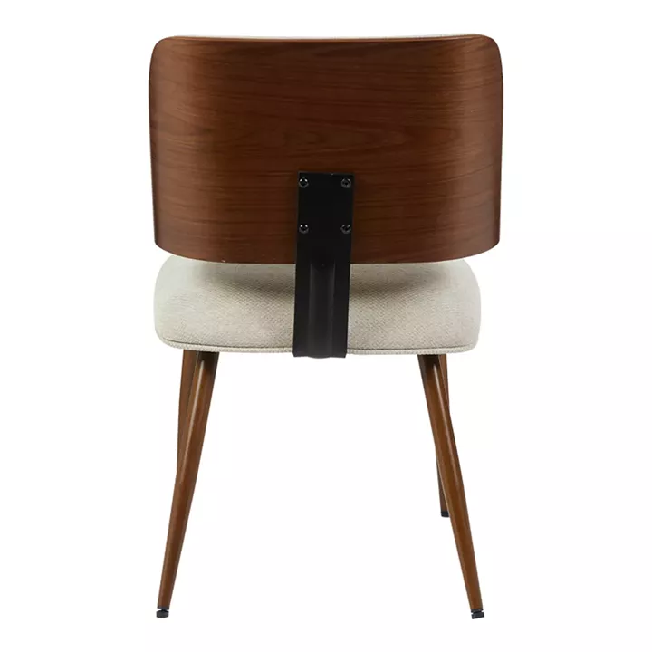 Καρέκλα Ubane pakoworld μπεζ μπουκλέ ύφασμα-πόδι καρυδί μέταλλο 53x62.5x85εκ