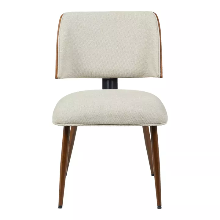 Καρέκλα Ubane pakoworld μπεζ μπουκλέ ύφασμα-πόδι καρυδί μέταλλο 53x62.5x85εκ