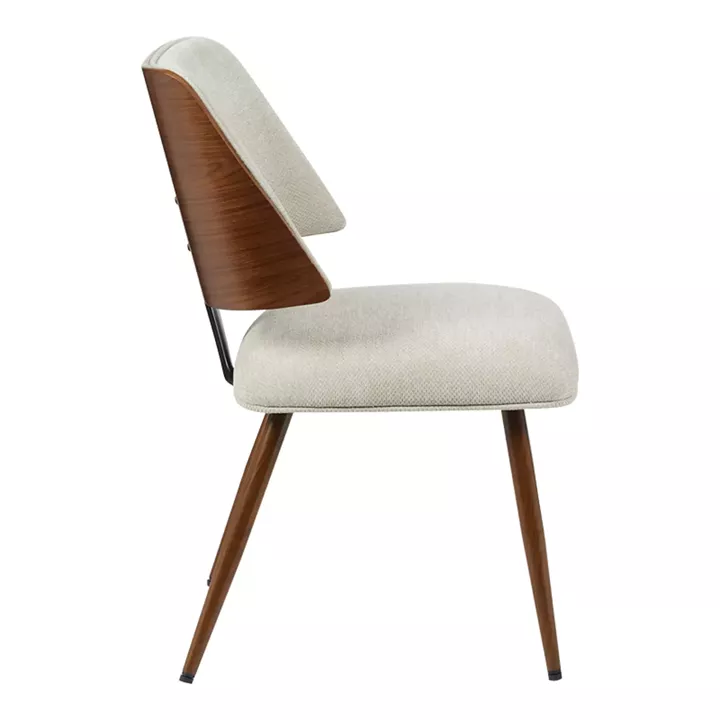 Καρέκλα Ubane pakoworld μπεζ μπουκλέ ύφασμα-πόδι καρυδί μέταλλο 53x62.5x85εκ