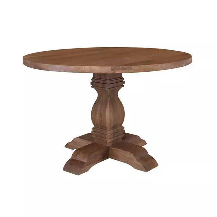 ATLAS Τραπέζι Ροτόντα Τραπεζαρίας, Ξύλο Mango, Απόχρωση Smoke Walnut