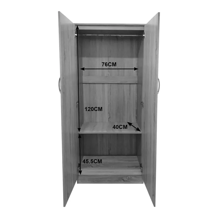 Ντουλάπα εξάφυλλη με πατάρι Athos ΙΙ pakoworld sonoma-λευκή 240x42x240εκ