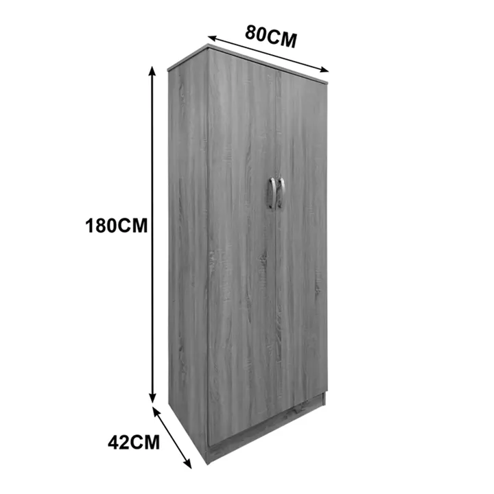 Ντουλάπα εξάφυλλη με πατάρι Athos ΙΙ pakoworld sonoma-λευκή 240x42x240εκ