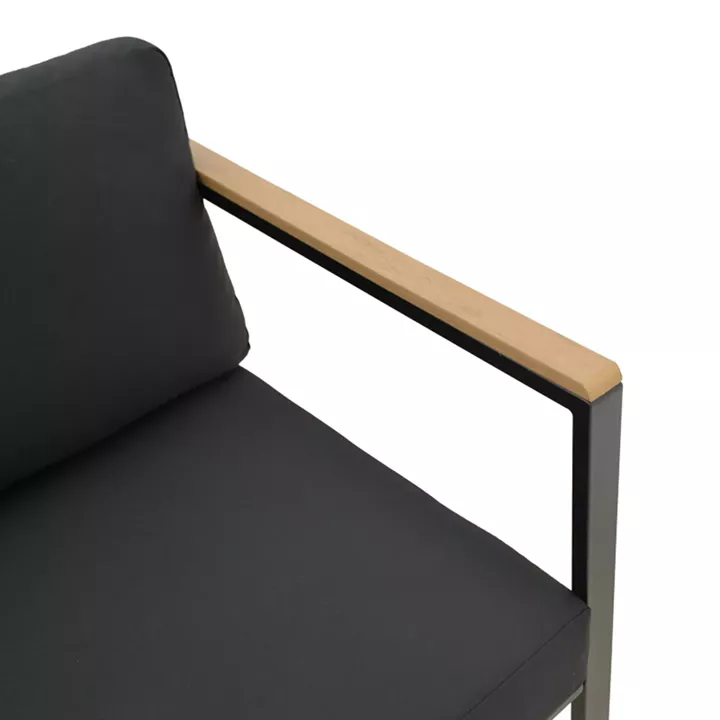 Καναπές τριθέσιος Aurelio pakoworld μαύρο μέταλλο με μαύρα μαξιλάρια 192x74x63εκ