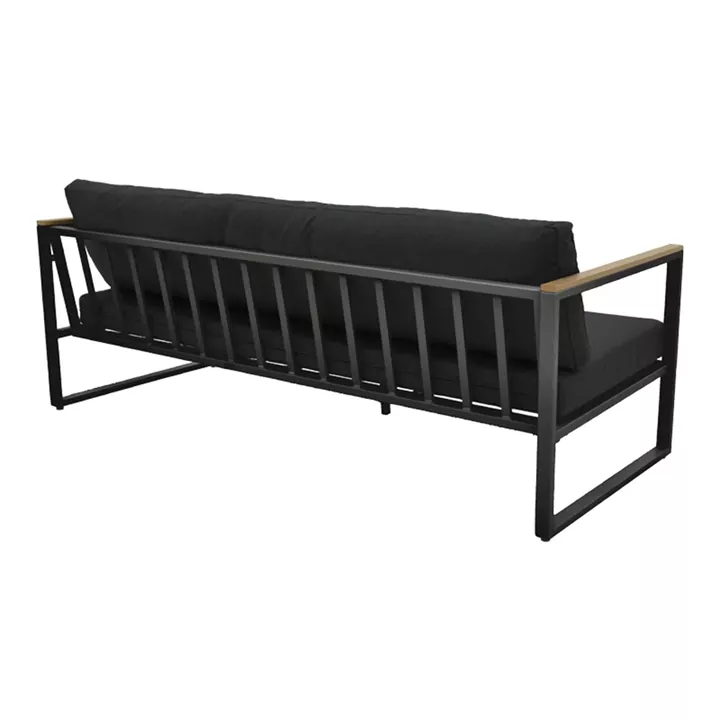 Καναπές τριθέσιος Aurelio pakoworld μαύρο μέταλλο με μαύρα μαξιλάρια 192x74x63εκ