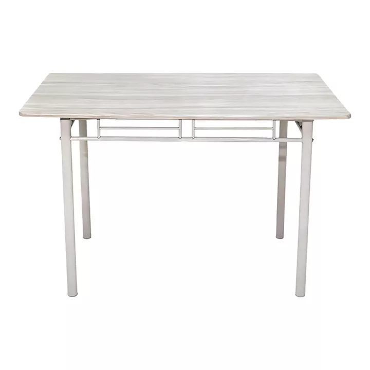 Τραπεζαρία Roza pakoworld σετ 5τμχ mdf sonoma με μεταλλικό λευκό πόδι 120x65x75εκ