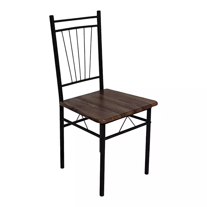 Τραπεζαρία Roza pakoworld σετ 5τμχ mdf καρυδί με μεταλλικό μαύρο πόδι 110x60x75εκ