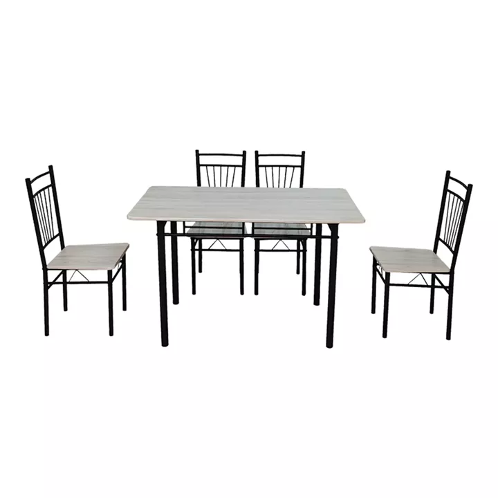 Τραπεζαρία Roza pakoworld σετ 5τμχ mdf sonoma με μεταλλικό μαύρο πόδι 120x65x75εκ