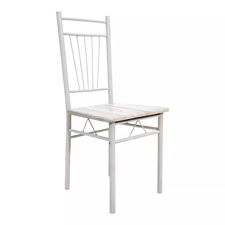 Τραπεζαρία Roza pakoworld σετ 5τμχ mdf sonoma με μεταλλικό λευκό πόδι 110x60x75εκ