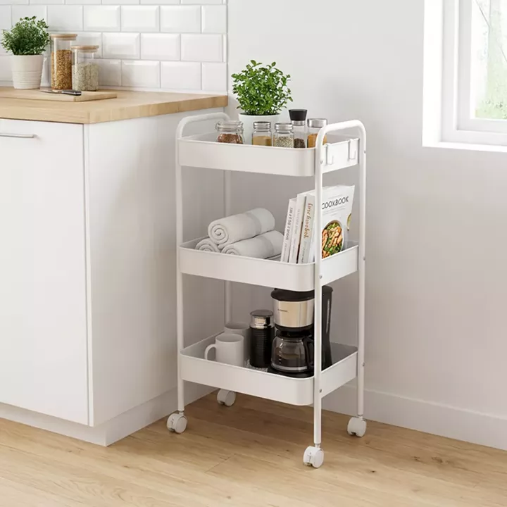 Τρόλλεϊ-ραφιέρα Nedea pakoworld μέταλλο λευκό 41x30x77εκ