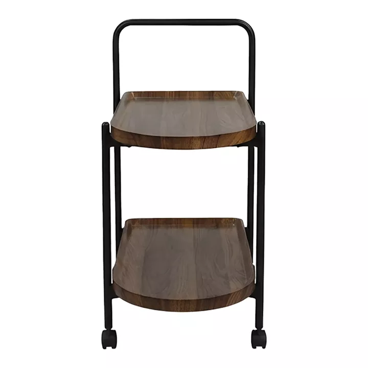Βοηθητικό τραπέζι Whelea pakoworld τροχήλατο mdf-μέταλλο καρυδί-μαύρο 40x60x69εκ