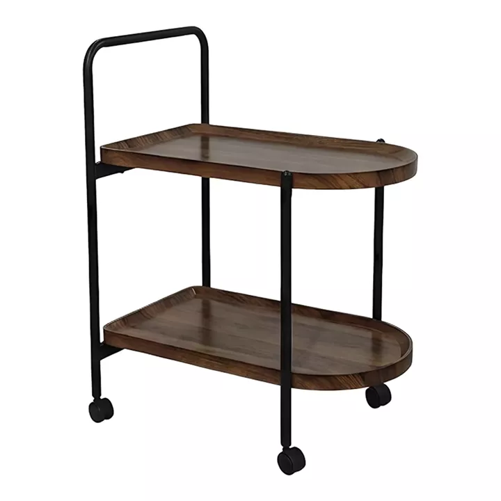 Βοηθητικό τραπέζι Whelea pakoworld τροχήλατο mdf-μέταλλο καρυδί-μαύρο 40x60x69εκ