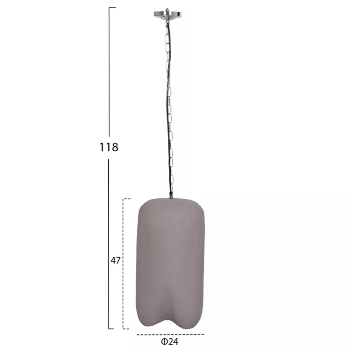 ΦΩΤΙΣΤΙΚΟ ΟΡΟΦΗΣ ΚΡΕΜΑΣΤΟ LOGKY HM4704.03S--FIBER CEMENT ΓΚΡΙ Φ24x47Υεκ