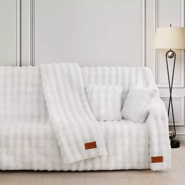 Beauty Home Γούνινο ριχτάρι Τριθέσιο Pop Art 8724 180x300 Λευκό