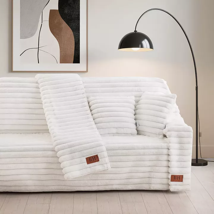 Beauty Home Γούνινη Μαξιλαροθήκη διακοσμητική Stripe Art 8728 40x40 Λευκό