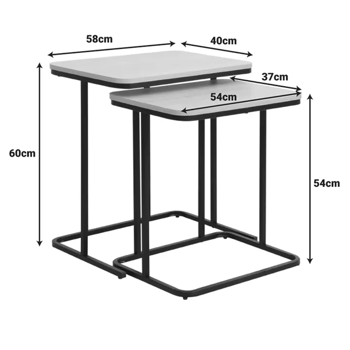 Dunest pakoworld side tables in natural shade-black metal legs 54x40x60cm
