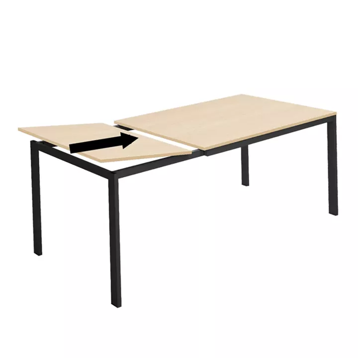 Extento pakoworld extendable table in natural color with black metal legs 120-180x74x75cm