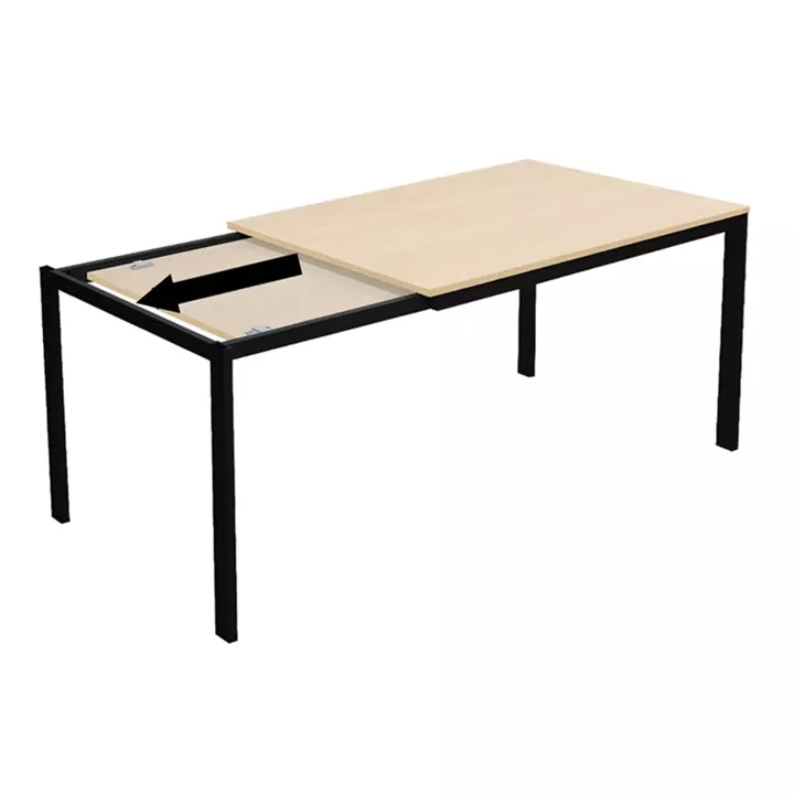 Extento pakoworld extendable table in natural color with black metal legs 120-180x74x75cm