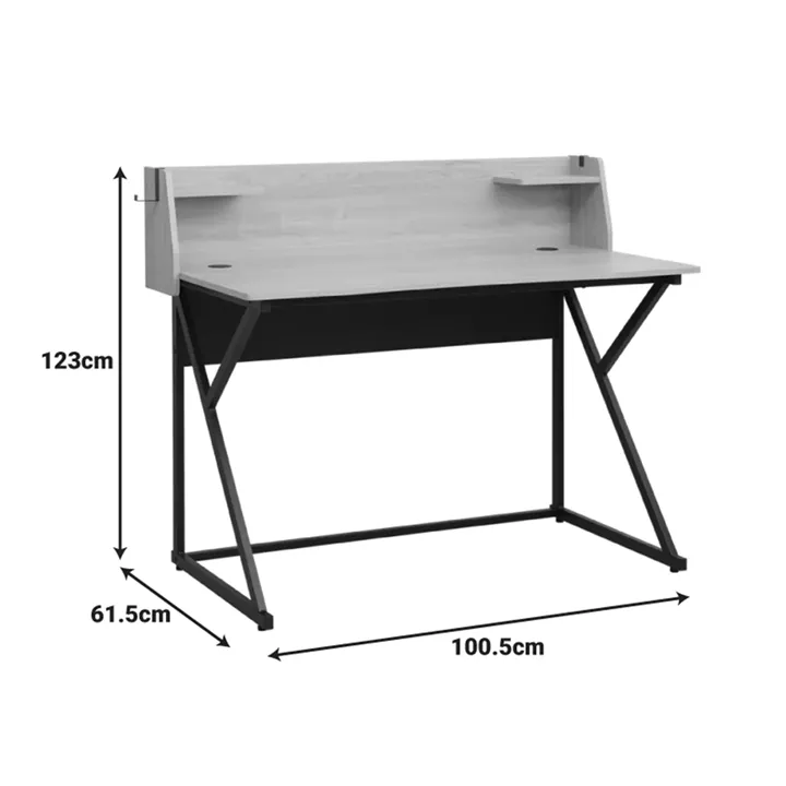 Spaco pakoworld work desk in natural shade - black metal legs 123x61.5x100.5cm