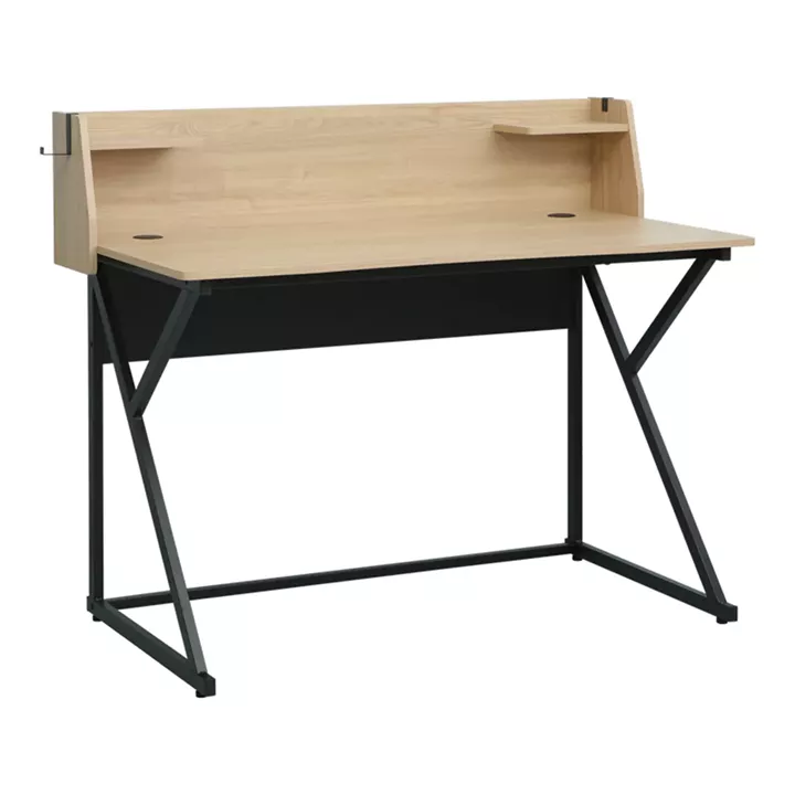 Spaco pakoworld work desk in natural shade - black metal legs 123x61.5x100.5cm