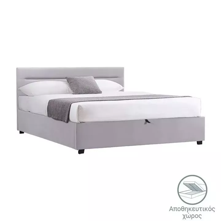 Bed with mattress and storage space Molito-Dreamer pakoworld velvet grey 150x200cm