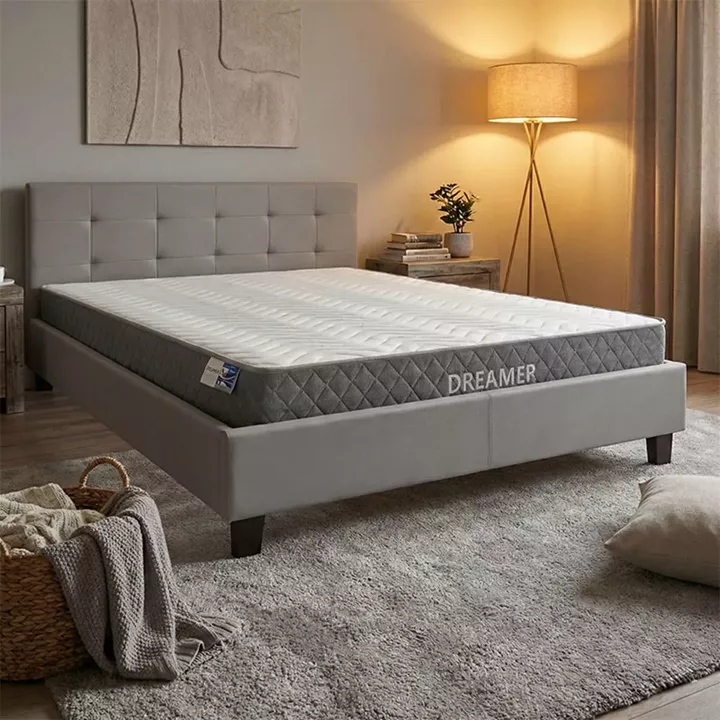 Bed with mattress Mago-Dreamer pakoworld pu grey 150x200cm