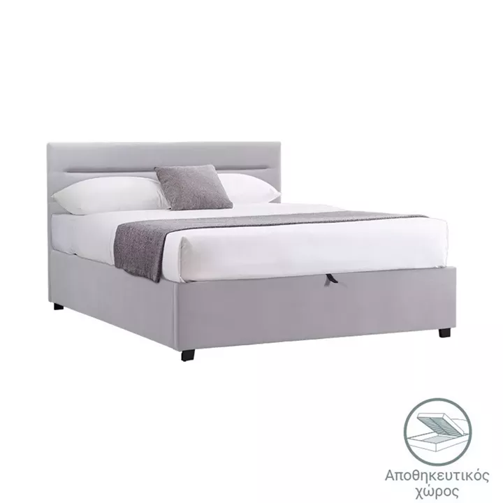 Bed with mattress and storage space Molito-Dreamer pakoworld velvet gray 120x200cm