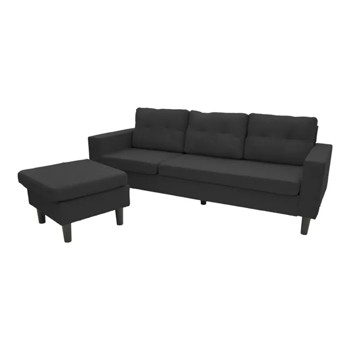 Reversible corner sofa Maneli pakoworld fabric black 196x138/77x82cm