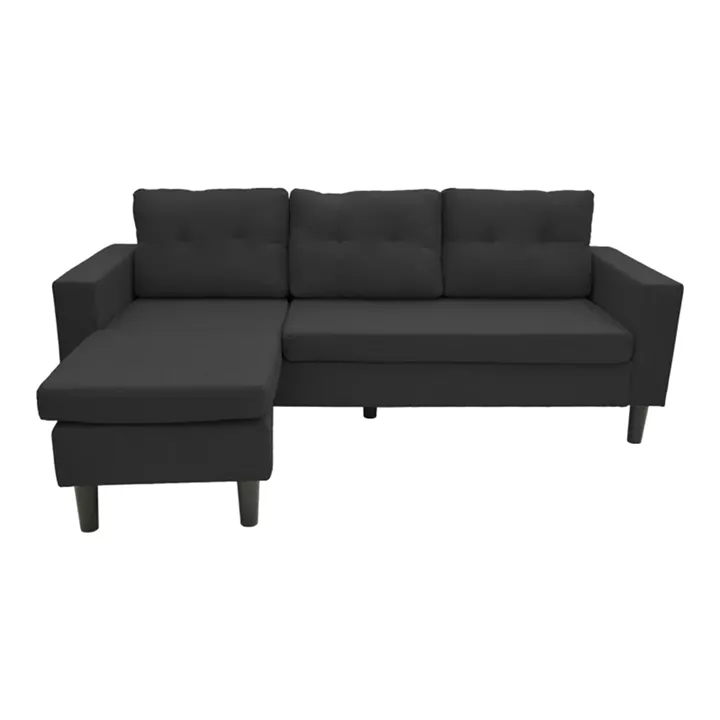 Reversible corner sofa Maneli pakoworld fabric black 196x138/77x82cm