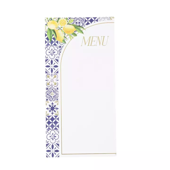 Beauty Home 10 Κάρτες χάρτινες menu με θέμα “Dolce Vita” – Μπλε, Λευκό και Χρυσό 10 x 20 cm
