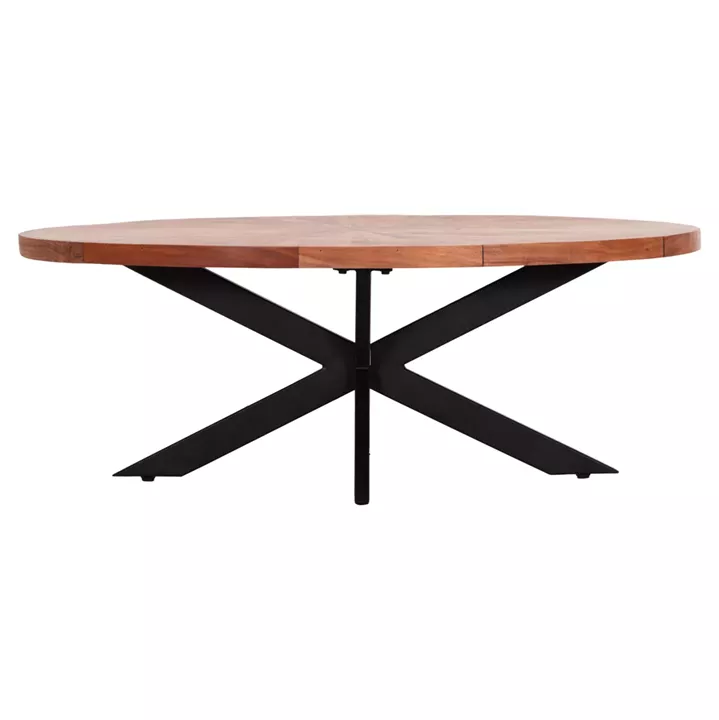 ΤΡΑΠΕΖΙ ΣΑΛΟΝΙΟΥ ΟΒΑΛ MONTANA SUPERIOR HM9906 ΞΥΛΟ ΑΚΑΚΙΑΣ-ΜΕΤΑΛΛΟ 120x61x45Υεκ.