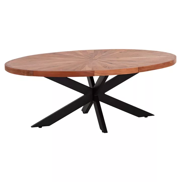 ΤΡΑΠΕΖΙ ΣΑΛΟΝΙΟΥ ΟΒΑΛ MONTANA SUPERIOR HM9906 ΞΥΛΟ ΑΚΑΚΙΑΣ-ΜΕΤΑΛΛΟ 120x61x45Υεκ.