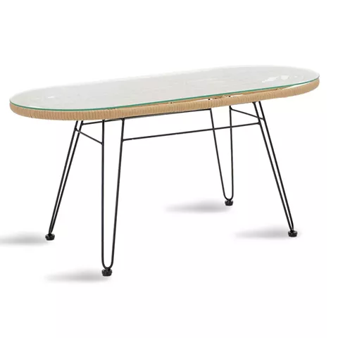 Naoki pakoworld table metal black-pe natural-glass 100x45x46cm