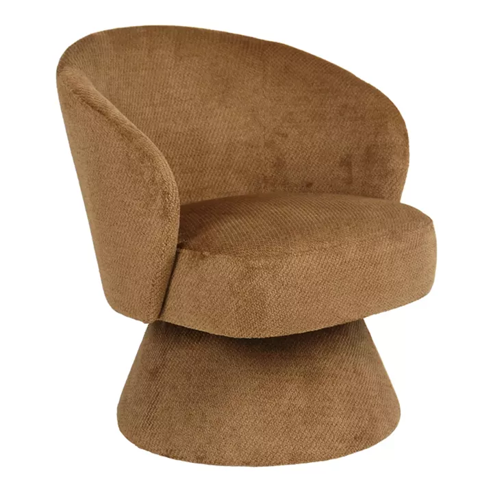 Cioura pakoworld swivel armchair brown fabric 70x68x75cm