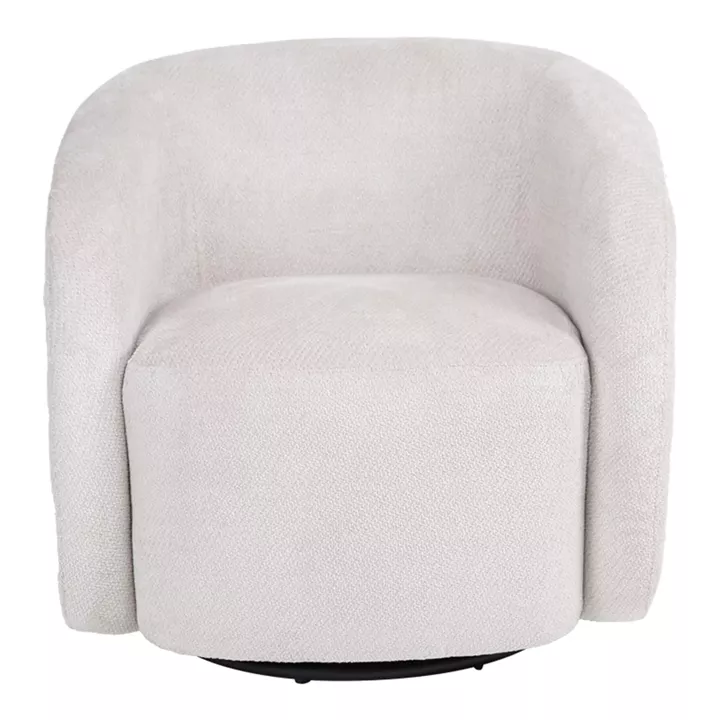 Πολυθρόνα Barrelo pakoworld περιστρεφόμενη με κρεμ ύφασμα 77x72x69εκ