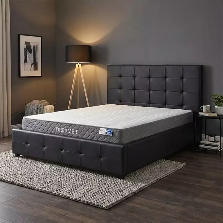 Bed with mattress and storage space Roi-Dreamer pakoworld pu black 160x200cm