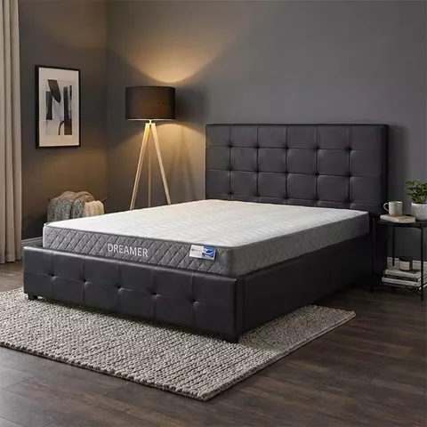 Bed with mattress and storage space Roi-Dreamer pakoworld pu black 160x200cm