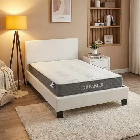 Κρεβάτι με στρώμα Nevil-Dreamer pakoworld pu λευκό 100x200εκ