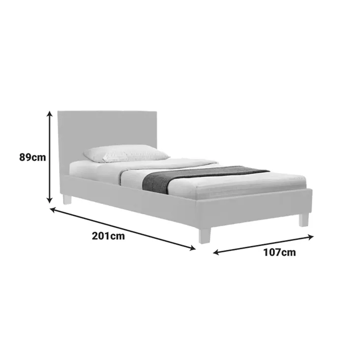 Κρεβάτι Nevil pakoworld ύφασμα εκρού με ξύλινο πόδι σε φυσική απόχρωση 100x200εκ