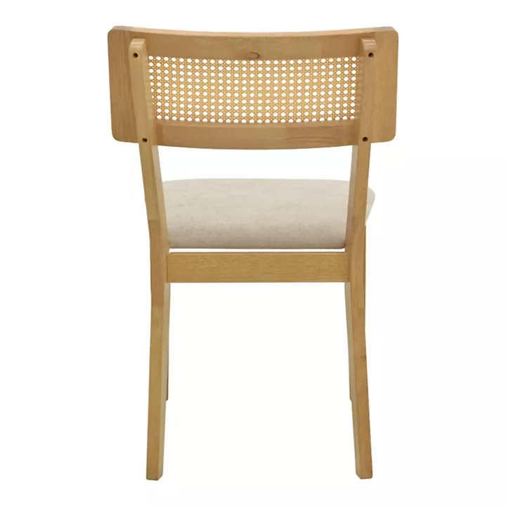 Καρέκλα Raffles pakoworld rubberwood με pe rattan και γκρι μπεζ ύφασμα 47x48x83.5εκ