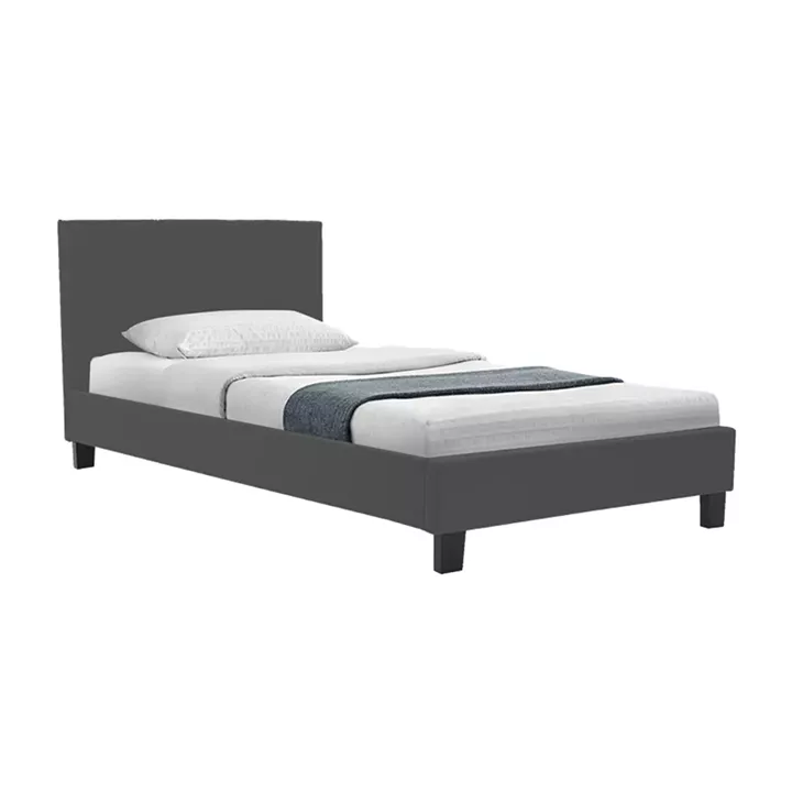 Bed Nevil pakoworld anthracite fabric-black wooden leg 90x190cm