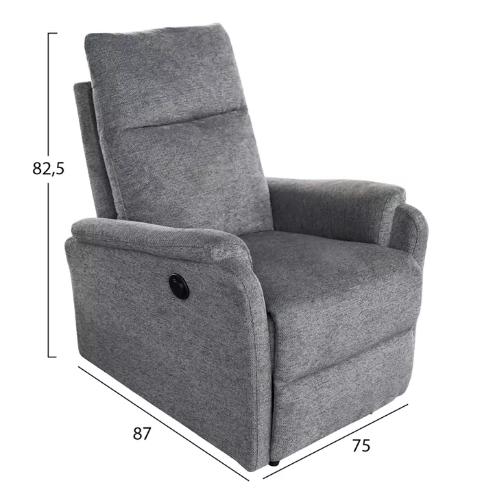 ΠΟΛΥΘΡΟΝΑ RELAX ΜΕ ΗΛΕΚΤΡΙΚΗ ΑΝΑΚΛΙΣΗ SYNTHIA HM3309.03 ΓΚΡΙ ΥΦΑΣΜΑ 75x87x102Yεκ