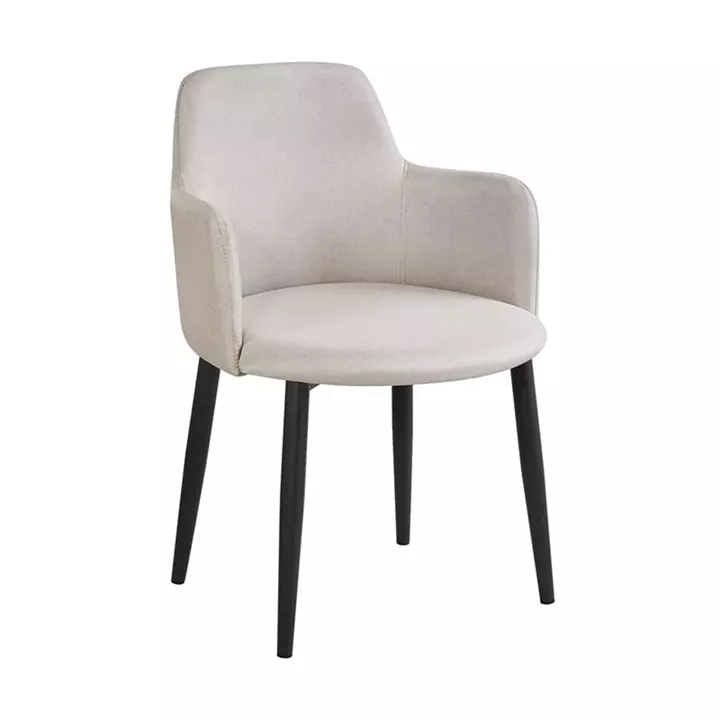 SOUL Πολυθρόνα Τραπεζαρίας Σαλονιού - Κουζίνας, Μέταλλο Βαφή Μαύρο, Ύφασμα Μπεζ