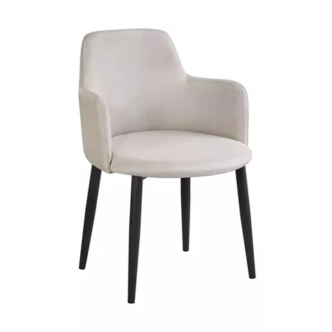 SOUL Πολυθρόνα Τραπεζαρίας Σαλονιού - Κουζίνας, Μέταλλο Βαφή Μαύρο, Ύφασμα Μπεζ