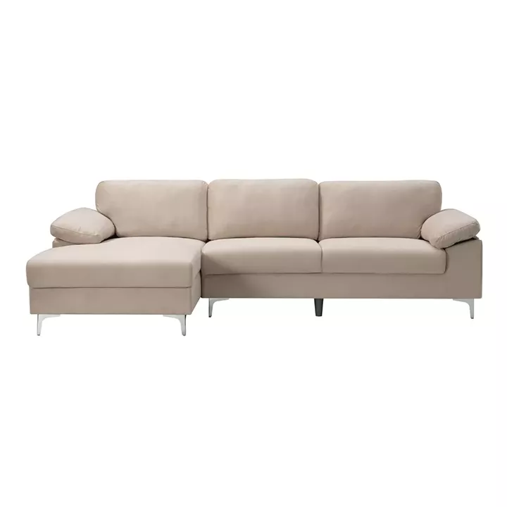 ALEX Καναπές Σαλονιού Καθιστικού Δεξιά Γωνία, Ύφασμα Μπεζ Velure