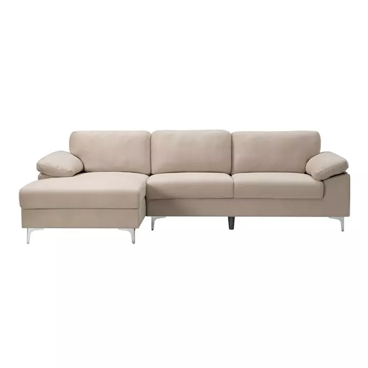 ALEX Καναπές Σαλονιού Καθιστικού Δεξιά Γωνία, Ύφασμα Μπεζ Velure