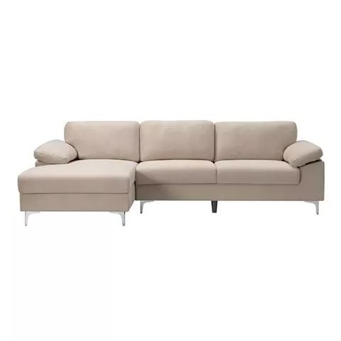 ALEX Καναπές Σαλονιού Καθιστικού Δεξιά Γωνία, Ύφασμα Μπεζ Velure